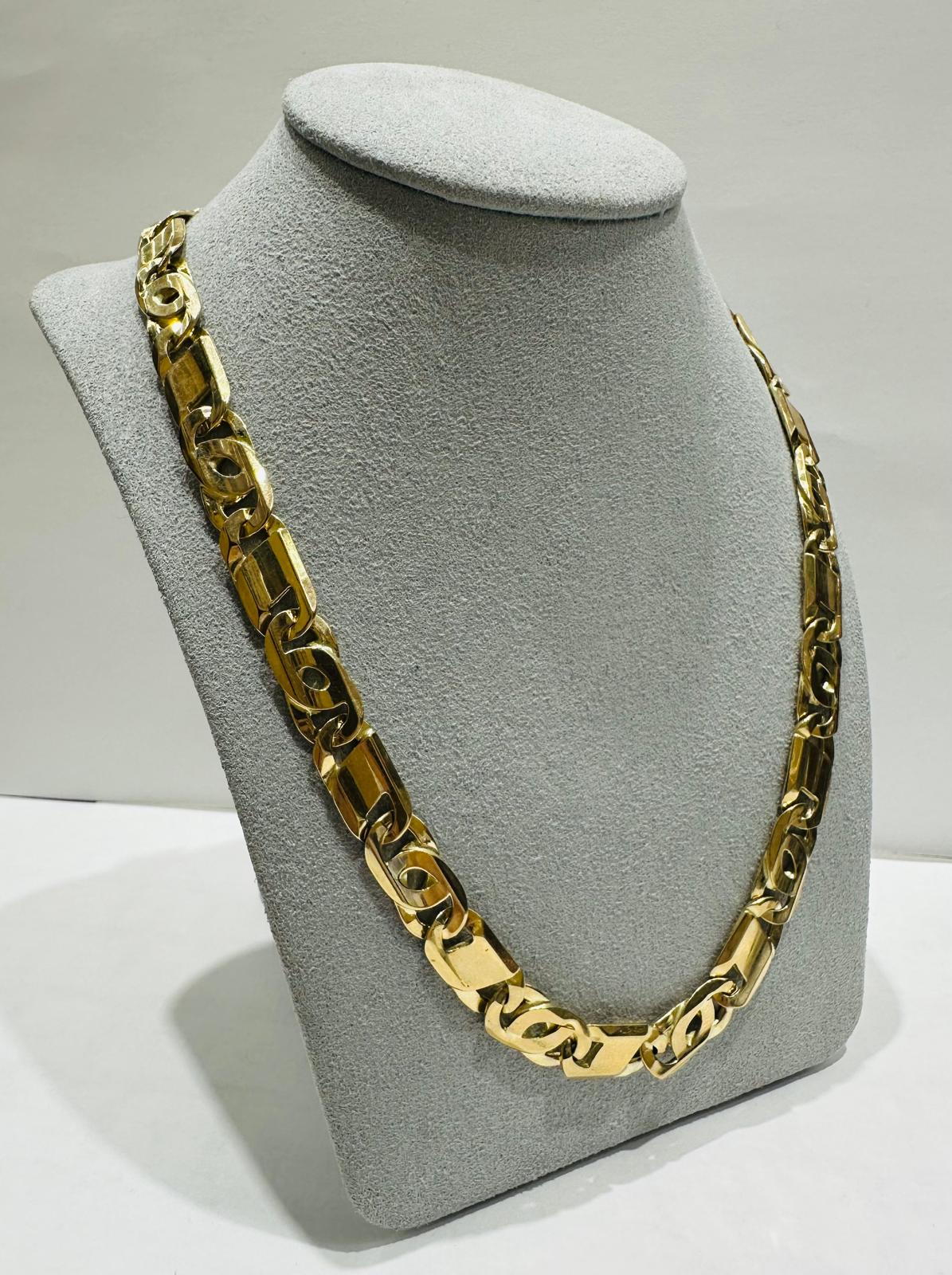 10K GOLD TIGER EYE LINK CHAIN 24" 8.95mm, 64.8gm