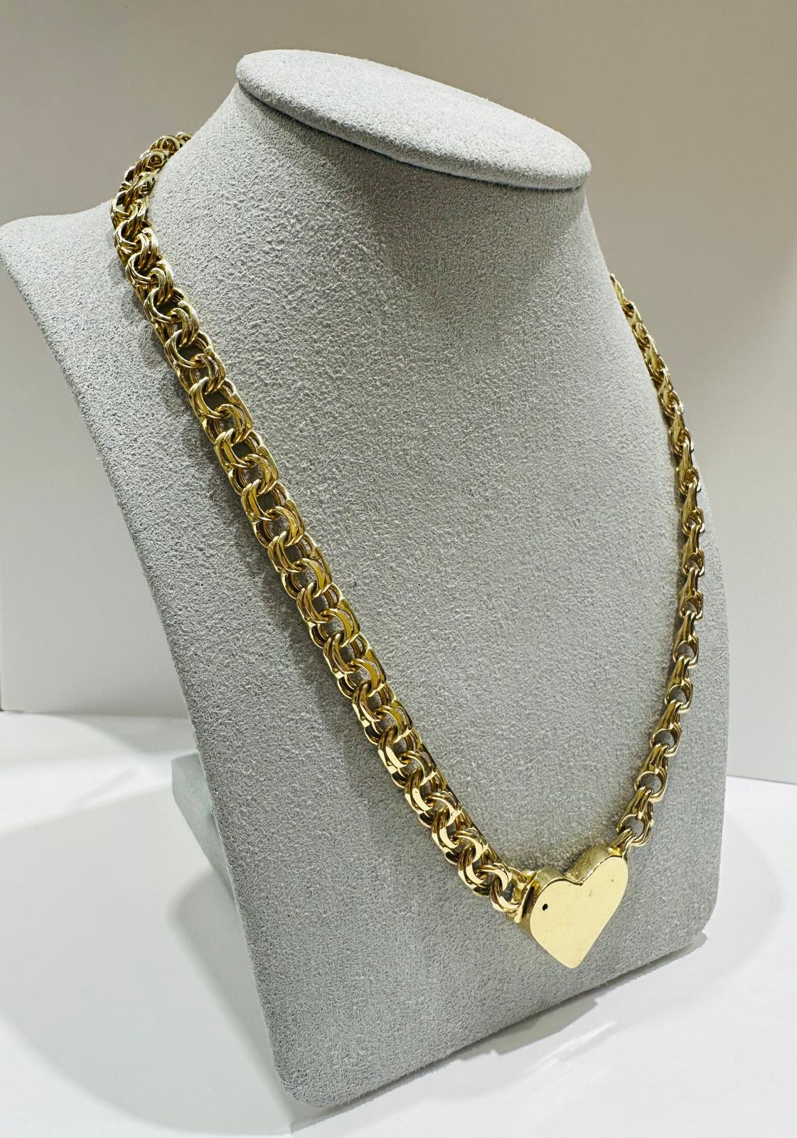 10K SOLID GOLD CHINO LINK CHAIN WITH HEART 15.5" 6.97mm, 31.2gm