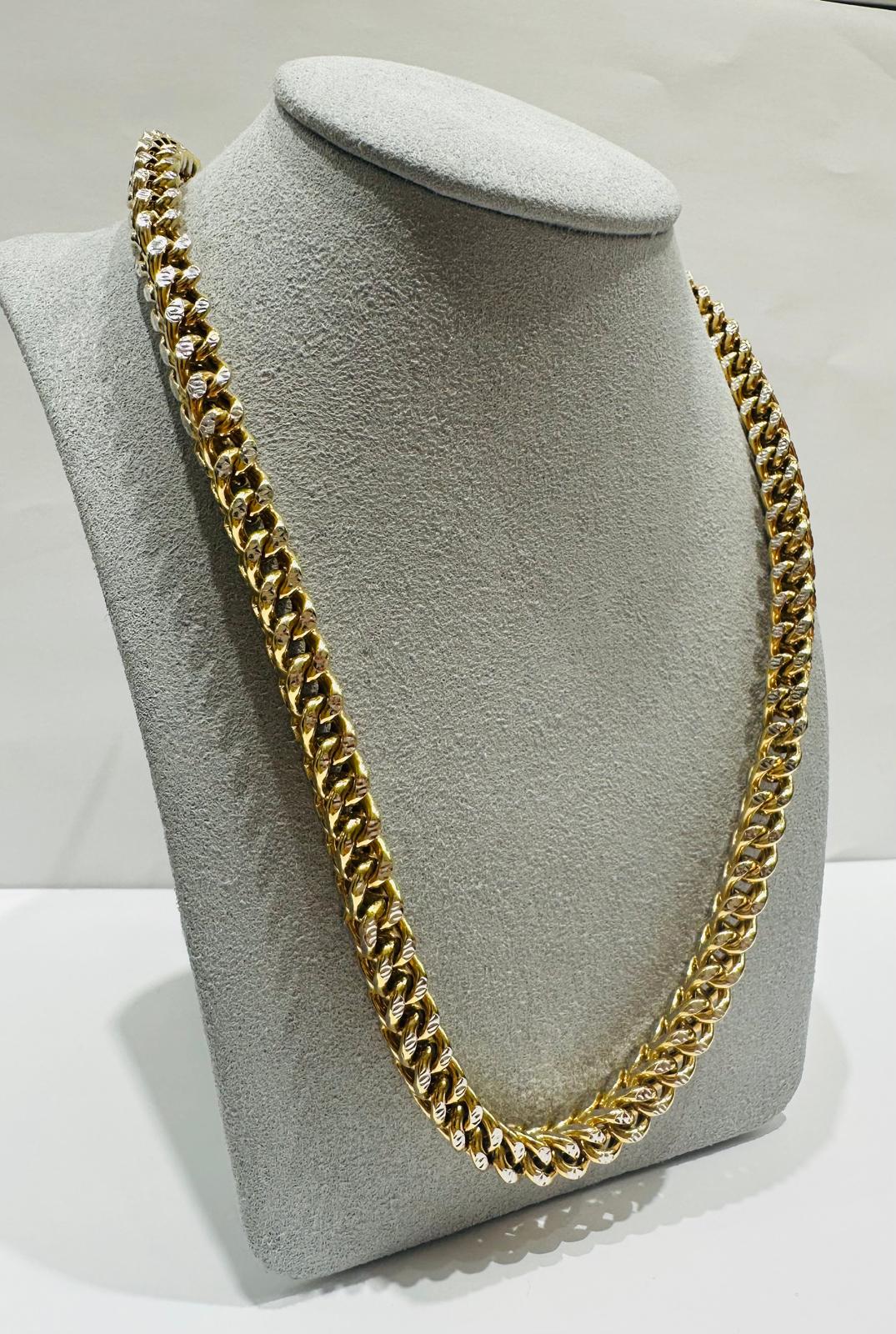 10K GOLD DIAMOND CUT FRANCO LINK CHAIN 24" 7.20mm, 57.6gm