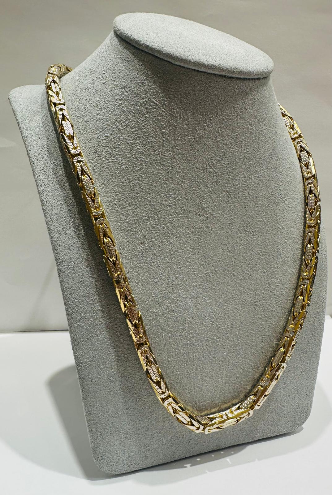 10K GOLD DIAMOND CUT BYZANTINE LINK CHAIN 28" 4.70mm, 98.2gm