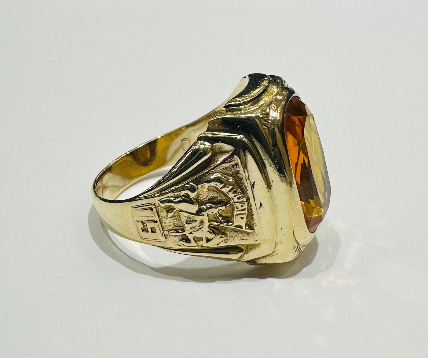 10K GOLD CITRINE MEN'S RING, SIZE: 10.2, WEIGHT: 12.7gm