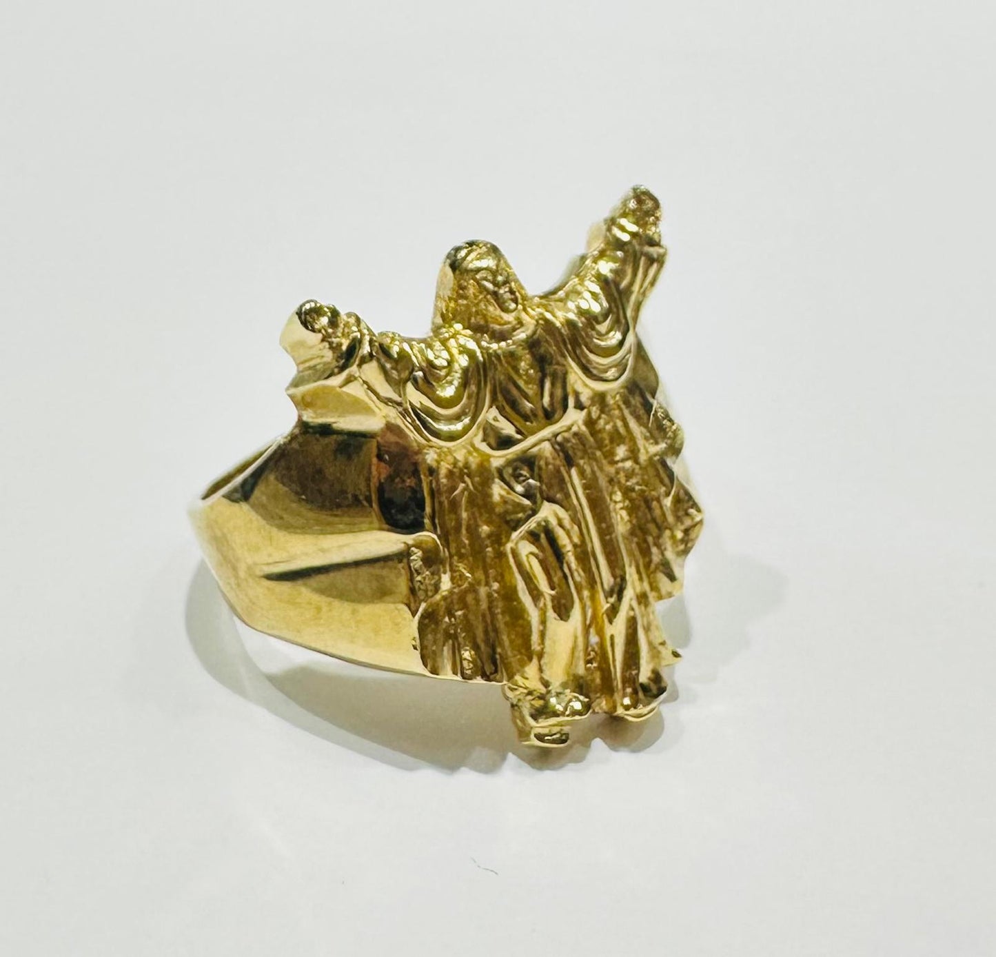 10K GOLD JESUS RING, SIZE: 13.7, WEIGHT: 11.2gm