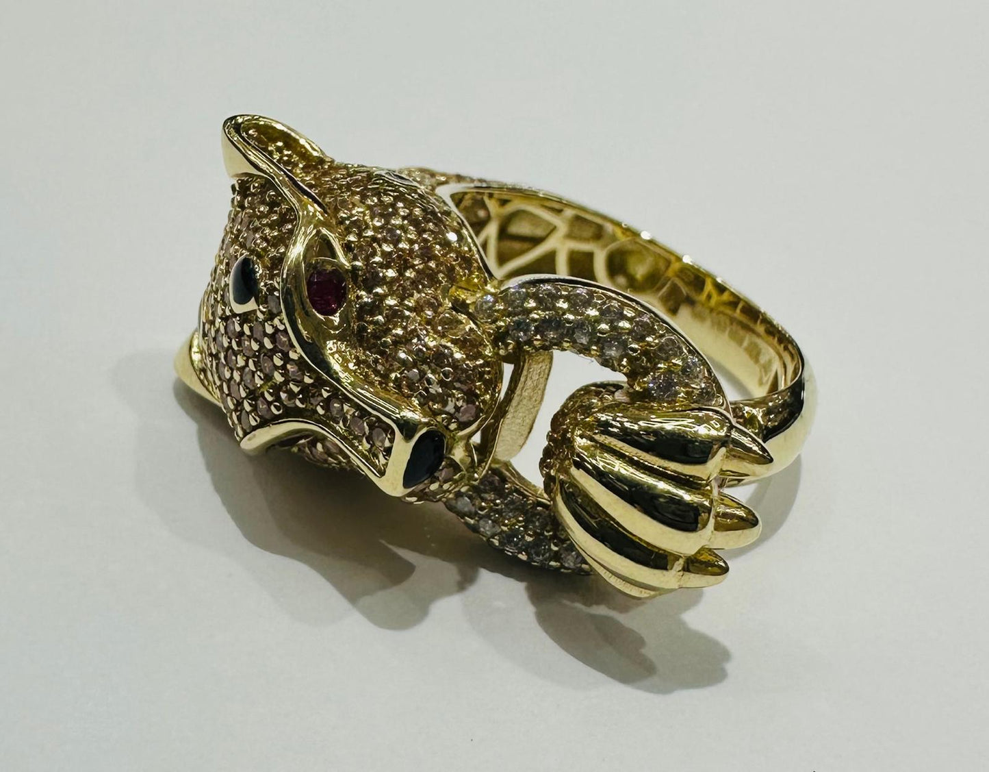10K GOLD PANTHER RING, SIZE: 6.5, WEIGHT: 7.2gm