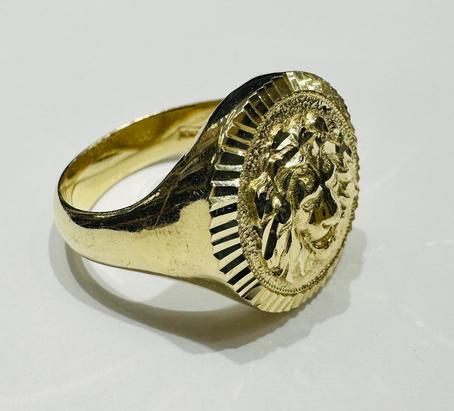 10K GOLD LION HEAD RING, SIZE: 7.8, WEIGHT: 7.3gm