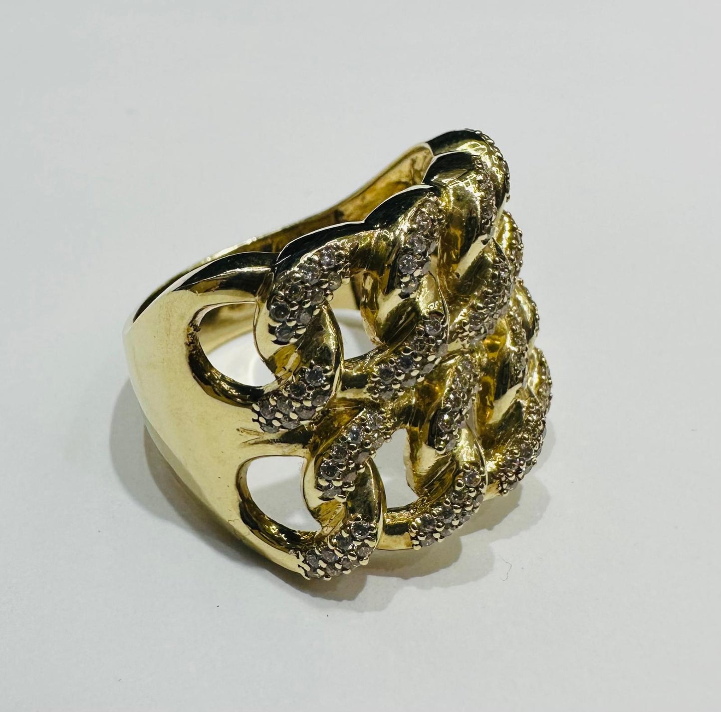 10K GOLD CUBAN LINK RING, SIZE: 11.0, WEIGHT: 10.4gm