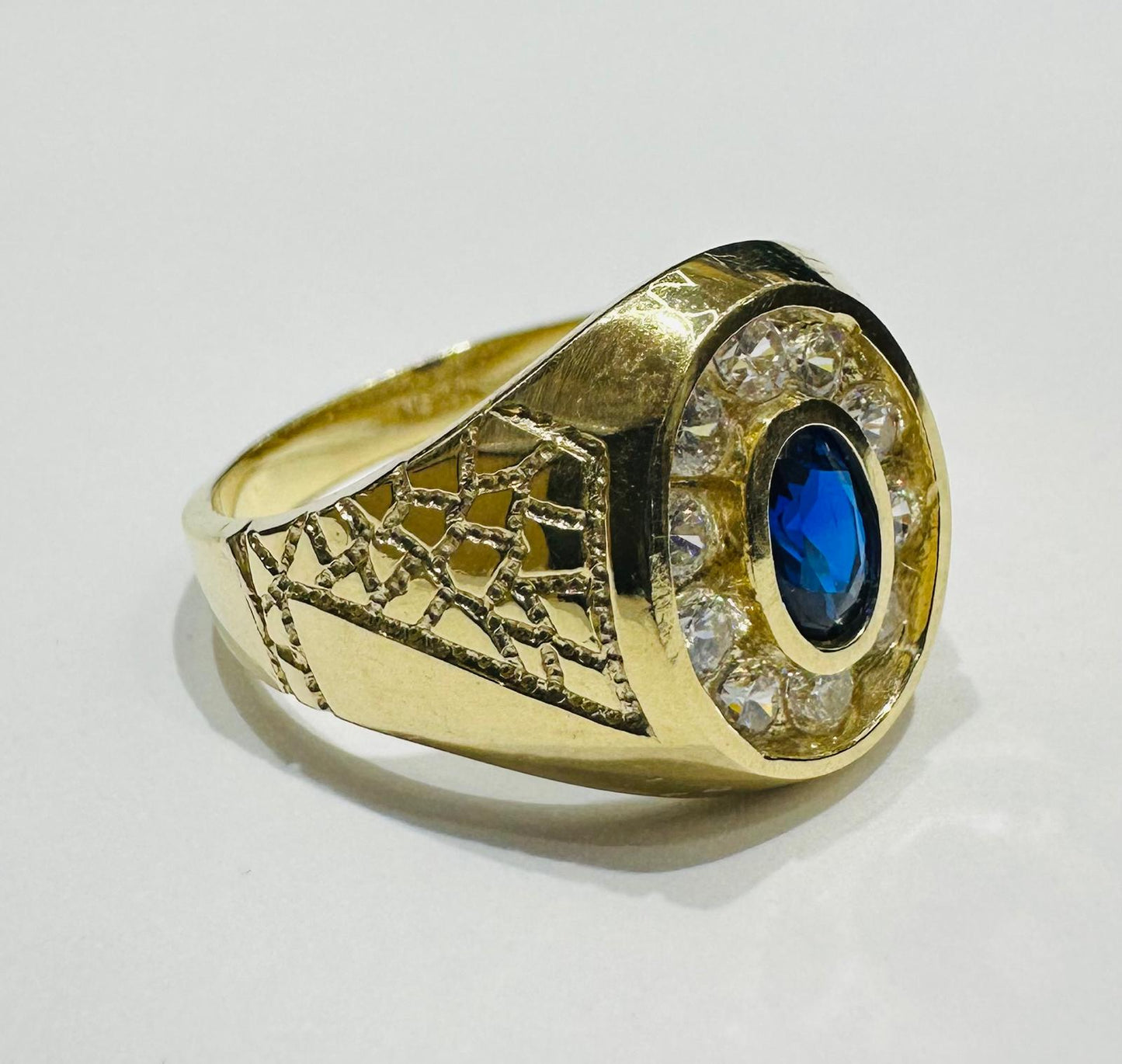 10K GOLD RING WITH CZ RHODIUM, SIZE: 8.0, WEIGHT: 4.9gm