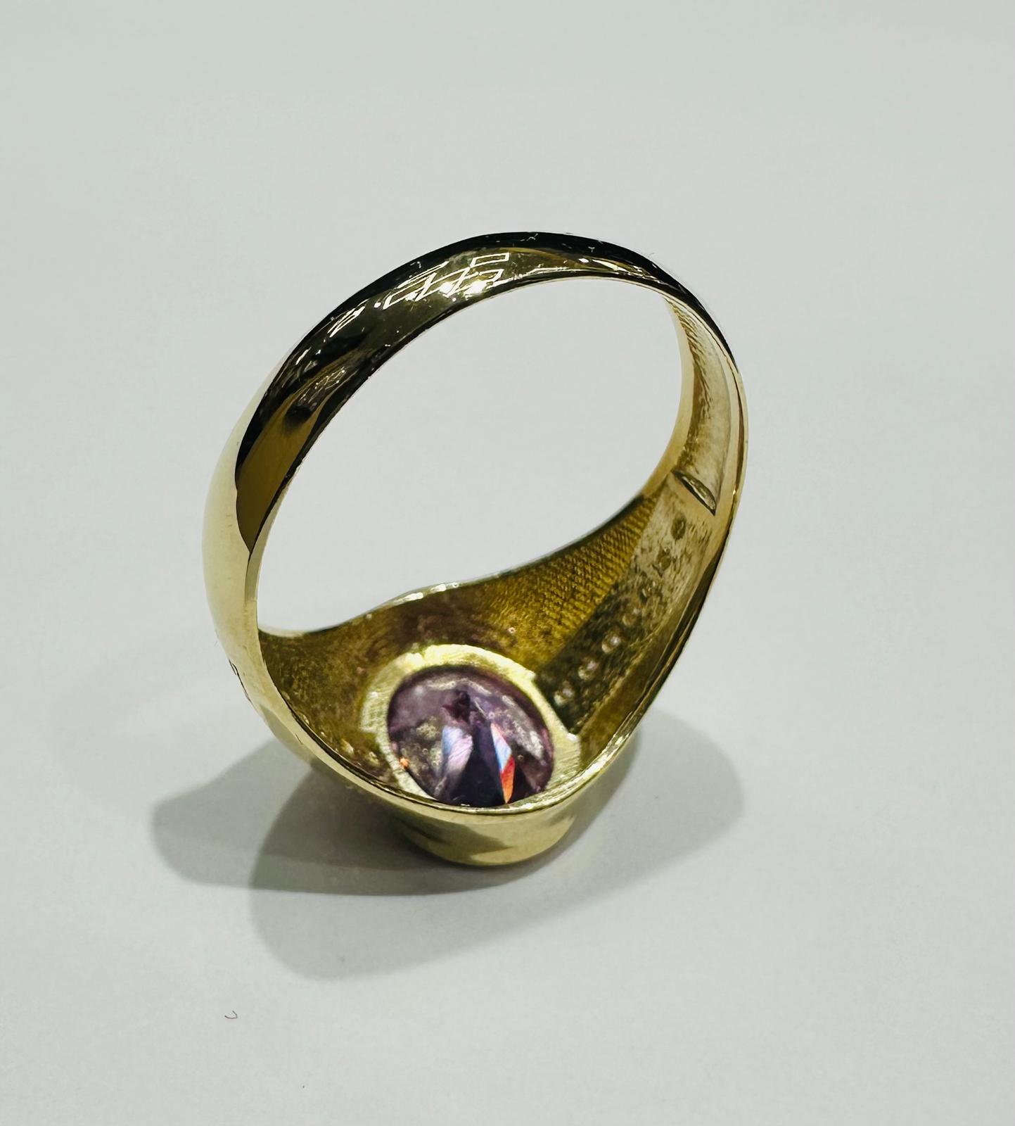 10K GOLD RING WITH CZ AMETHYST, SIZE: 10.2, WEIGHT: 4.3gm