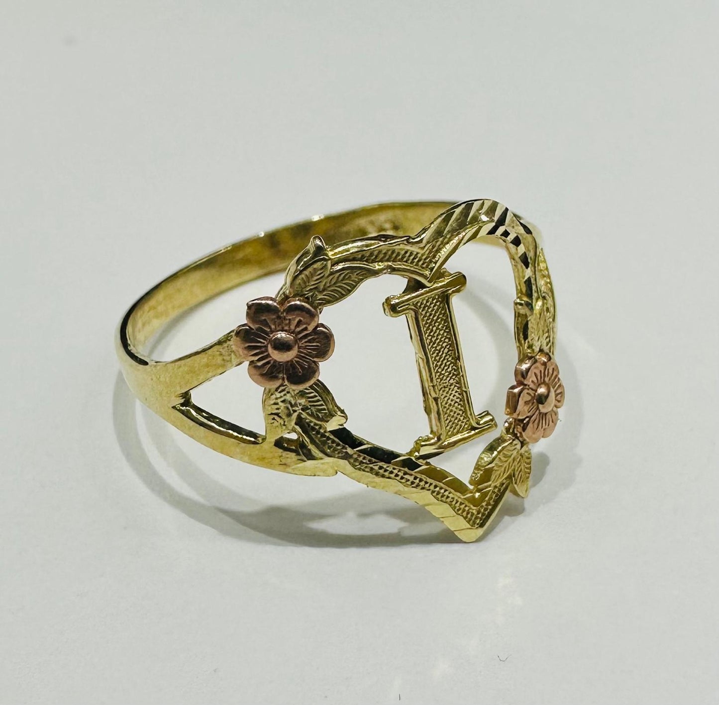 10K GOLD INITIAL "I" RING, SIZE: 9.0, WEIGHT: 1.5gm