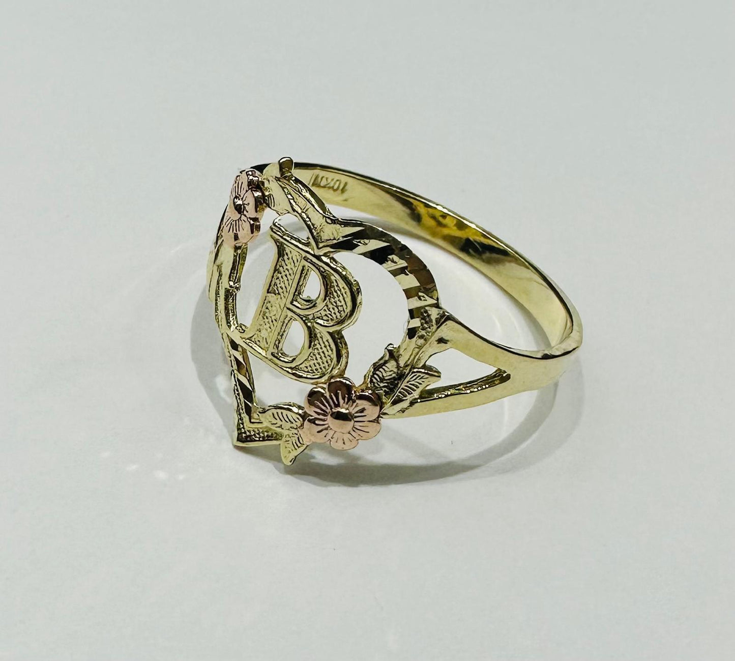 10K GOLD INITIAL "B" RING, SIZE: 9.0, WEIGHT: 1.8gm