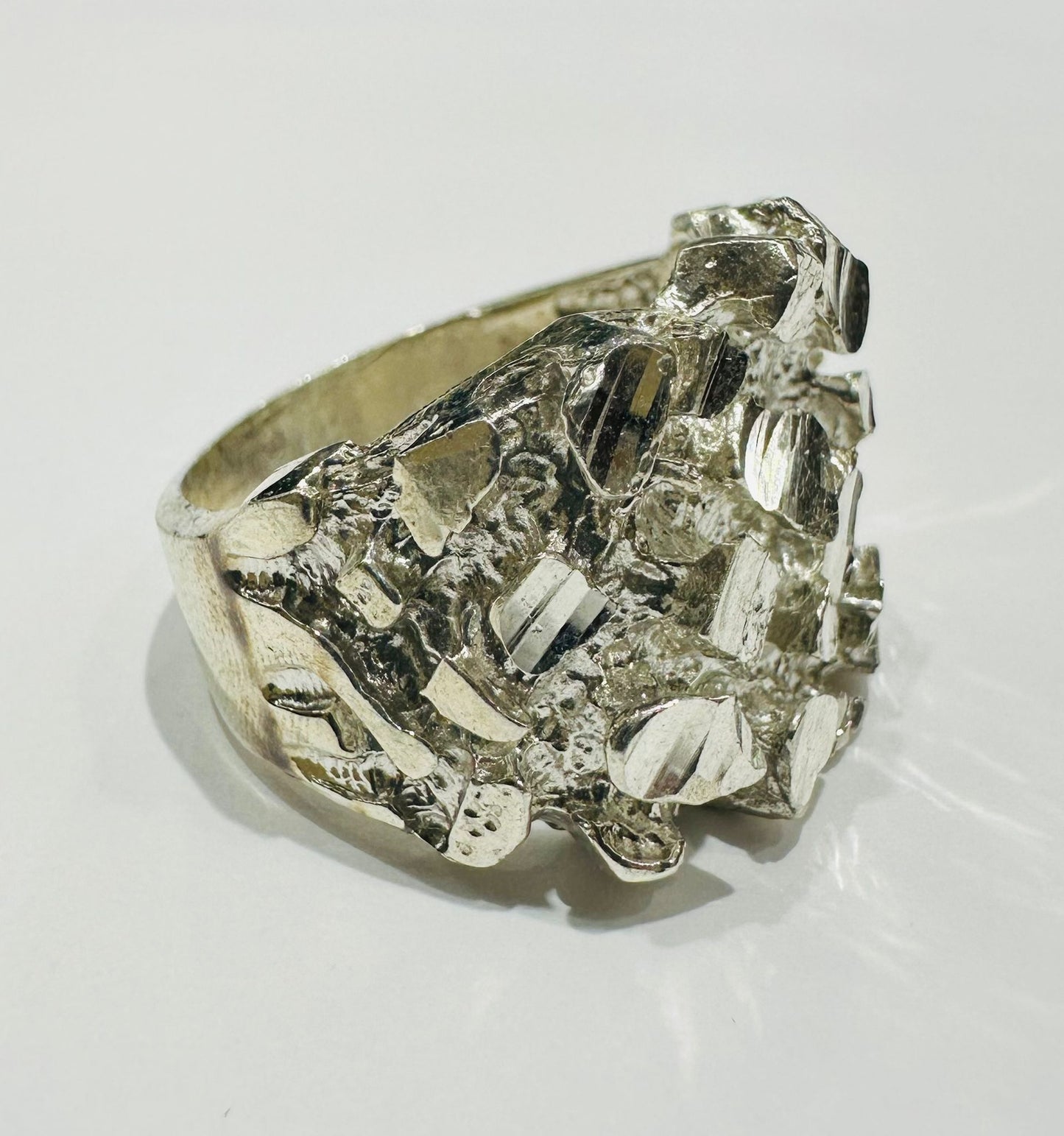 SILVER NUGGET RING, SIZE: 10.5, WEIGHT: 13.1gm