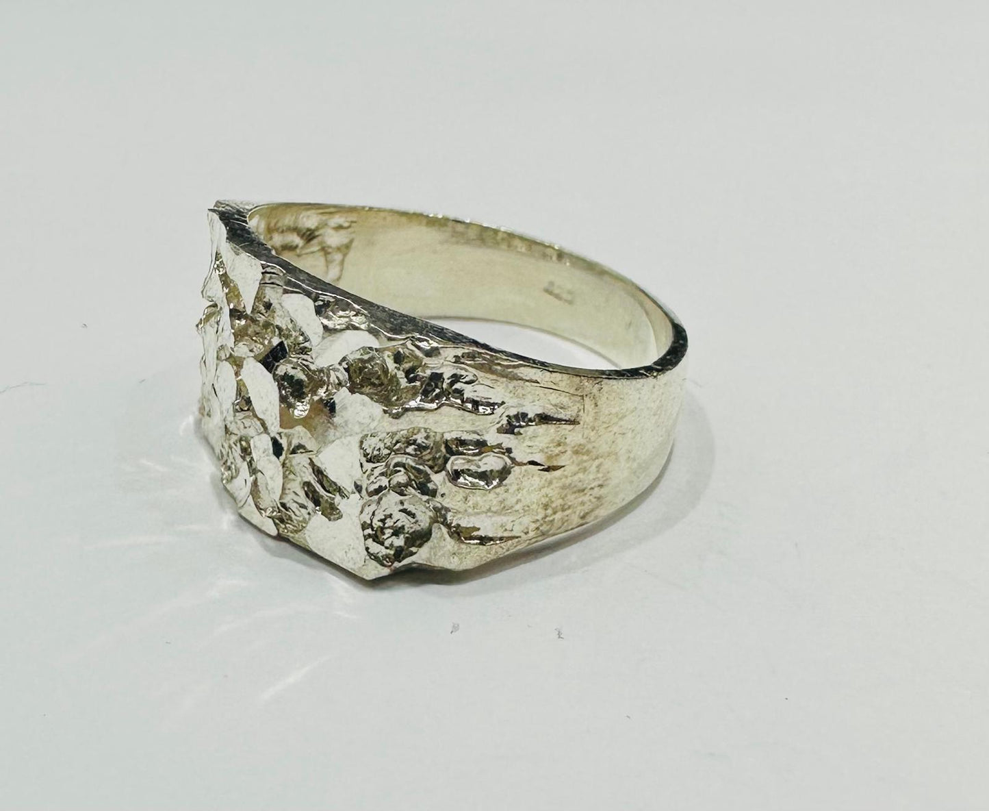 SILVER NUGGET RING, SIZE: 10.2 WEIGHT: 5.3gm