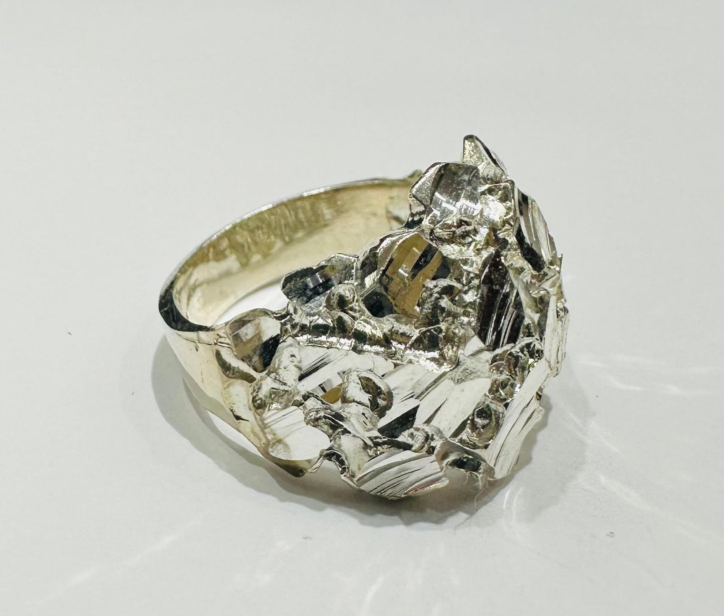 SILVER NUGGET RING, SIZE: 11.0 WEIGHT: 8.7gm