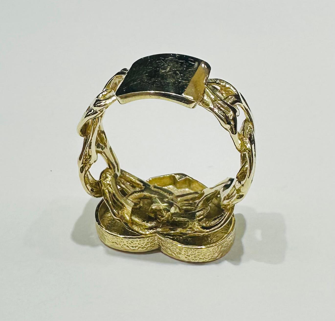 10K GOLD HEART CHINO LINK RING -SIZE: 7.0 WEIGHT: 6.7gm