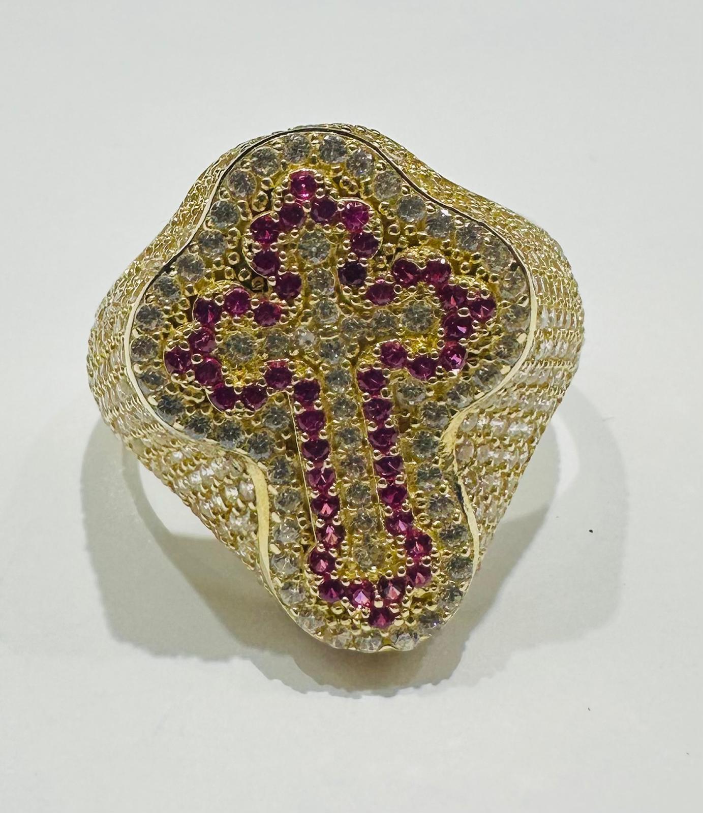 10K GOLD CZ STONES CROSS RING -SIZE: 12.0 WEIGHT: 5.7gm