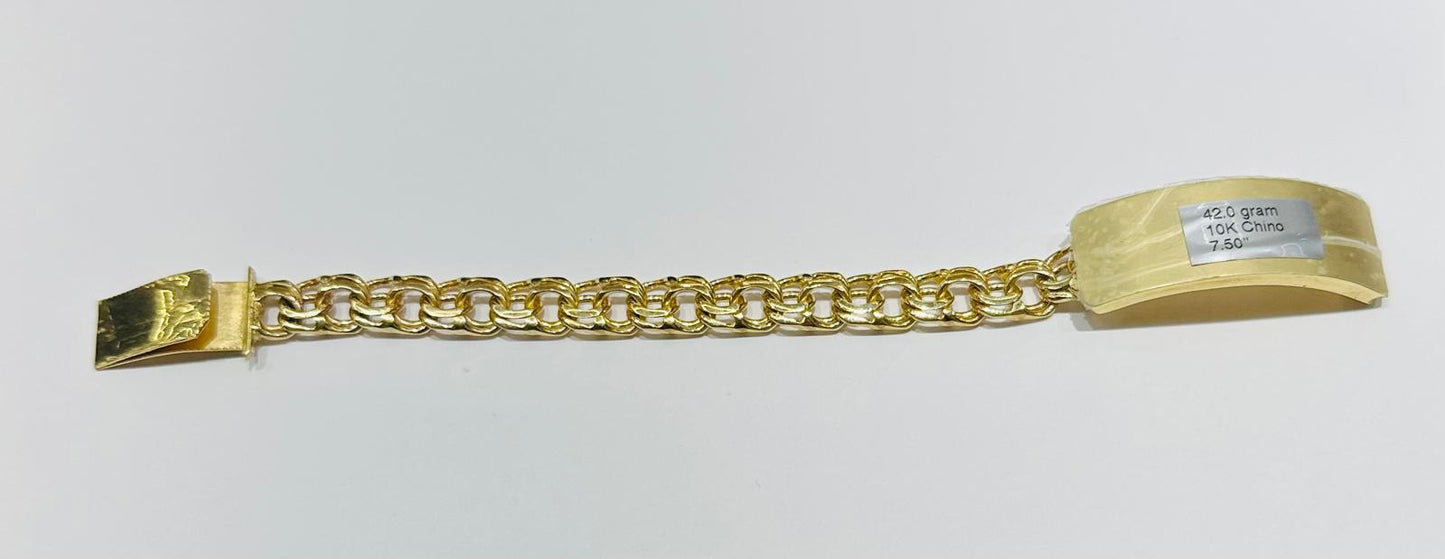 10K GOLD CHINO LINK BRACELET, 7.50" , 10.27mm- WEIGHT 42.0gm