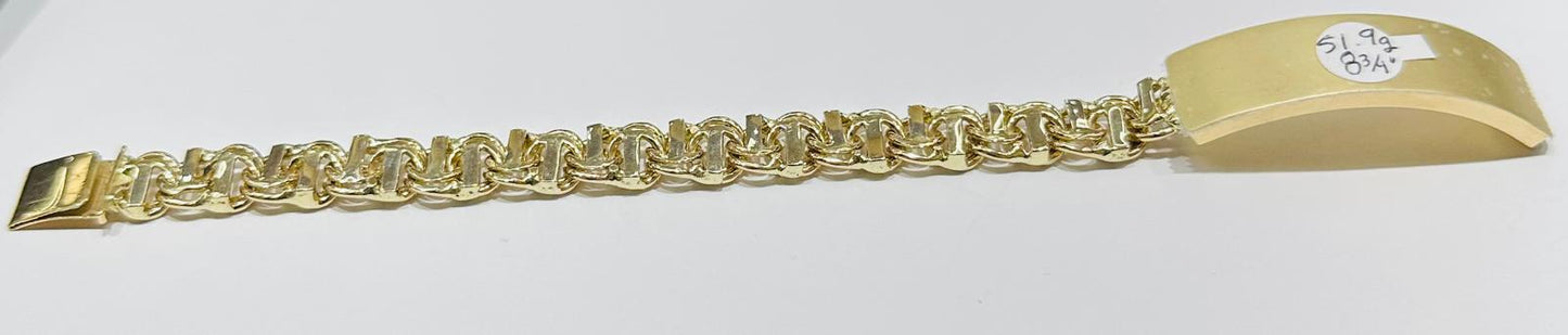 10K GOLD CHINO LINK BRACELET, 8.75" , 12.10mm- WEIGHT 51.9gm