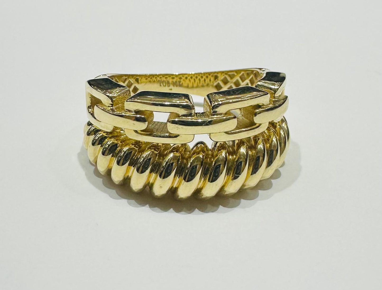 10K GOLD MULTIROW CHAIN LINK RING -SIZE: 7.0 WEIGHT: 4.3gm