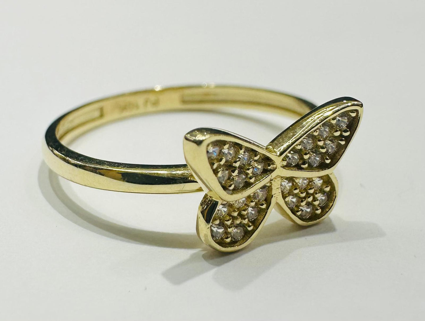 10K GOLD BUTTERFLY RING WITH CZ STONES -SIZE: 8.2 WEIGHT: 1.7gm