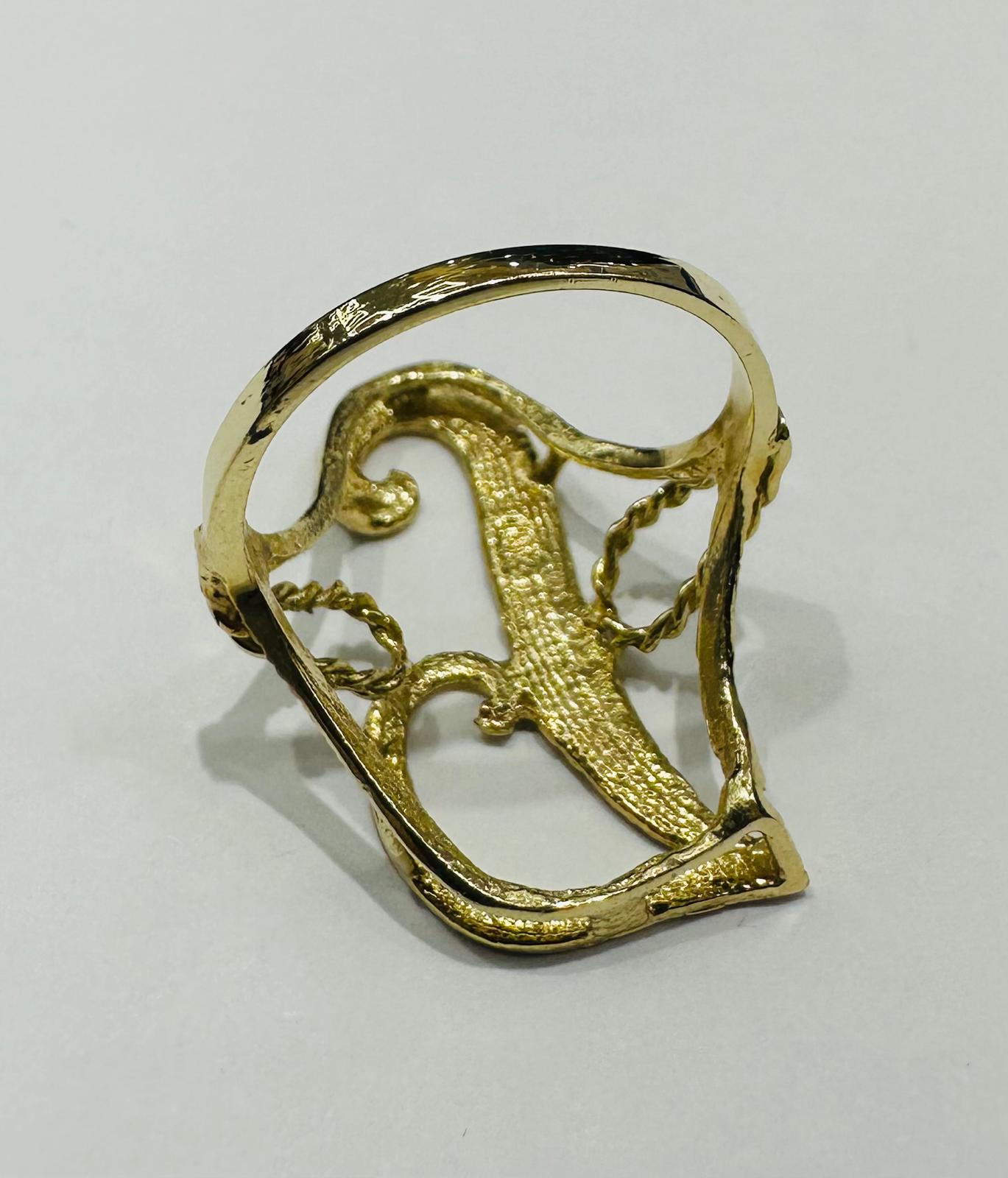 10K GOLD INITIAL LETTER "I" RING -WEIGHT: 2.9gm