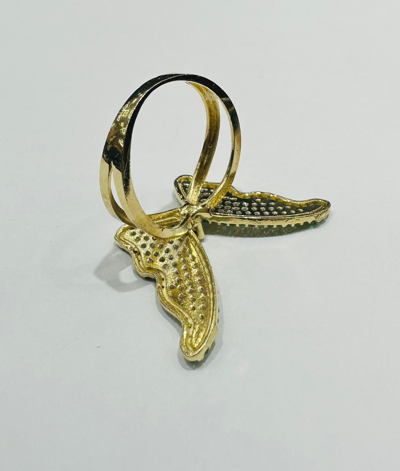 10K GOLD BUTTERFLY RING WITH CZ STONES -WEIGHT: 3.6gm
