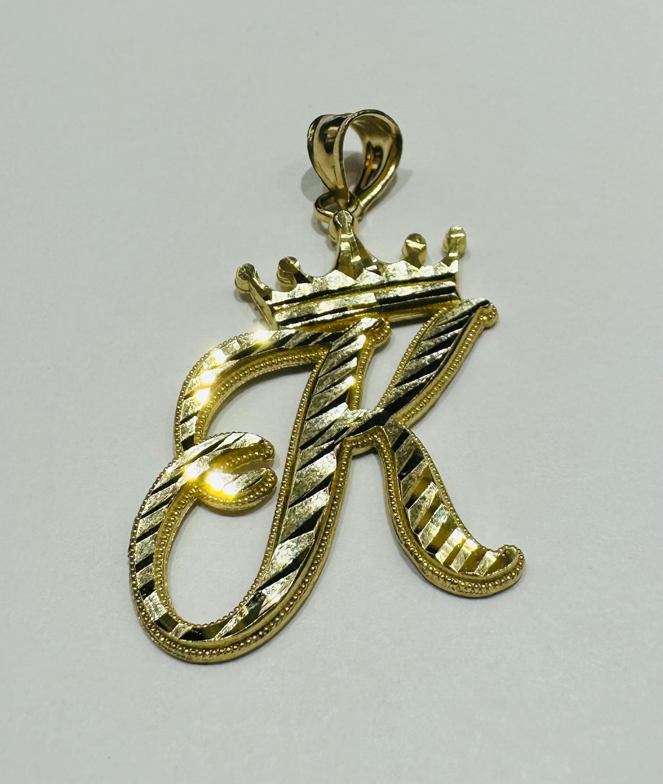 10K GOLD INITIAL LETTER "K" WITH A CROWN PENDANT- WEIGHT: 2.8gm