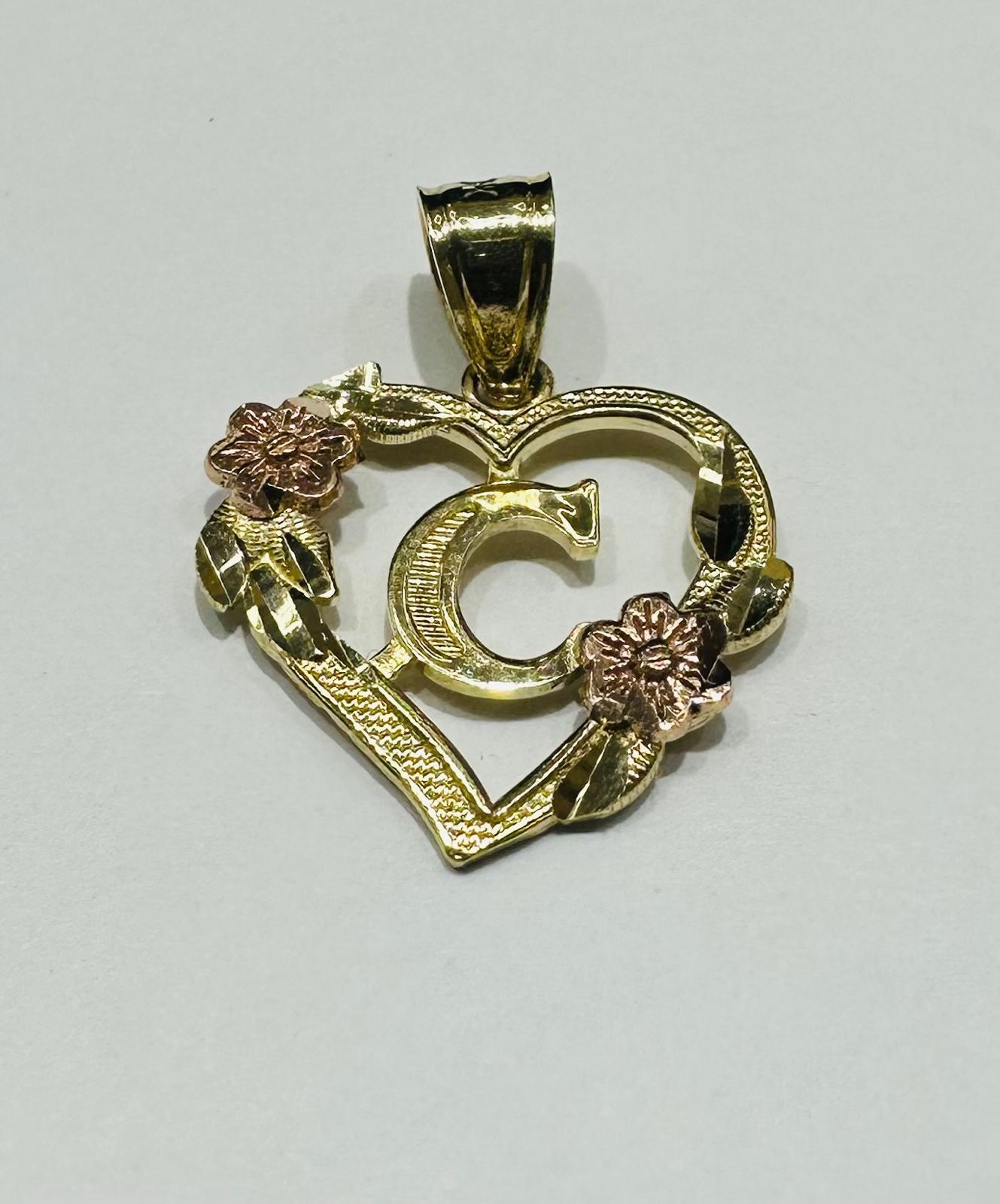 10K GOLD TWO TONED INITIAL LETTER "C" PENDANT