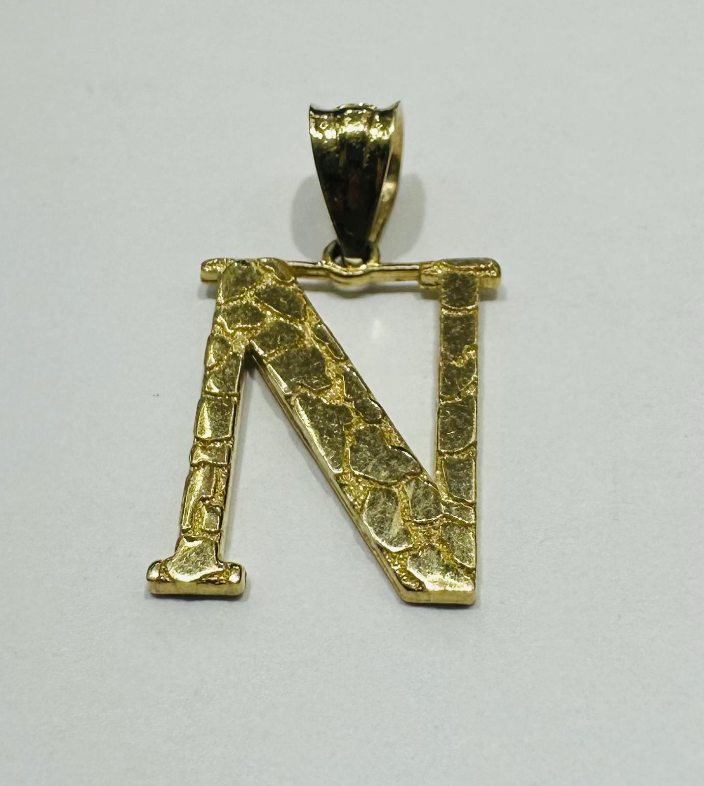 10K GOLD INITIAL LETTER "N" PENDANT