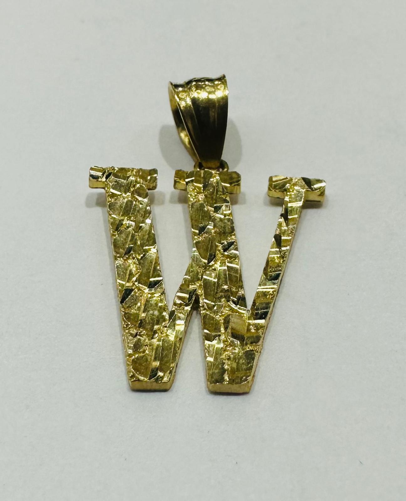10K GOLD INITIAL LETTER "W" PENDANT