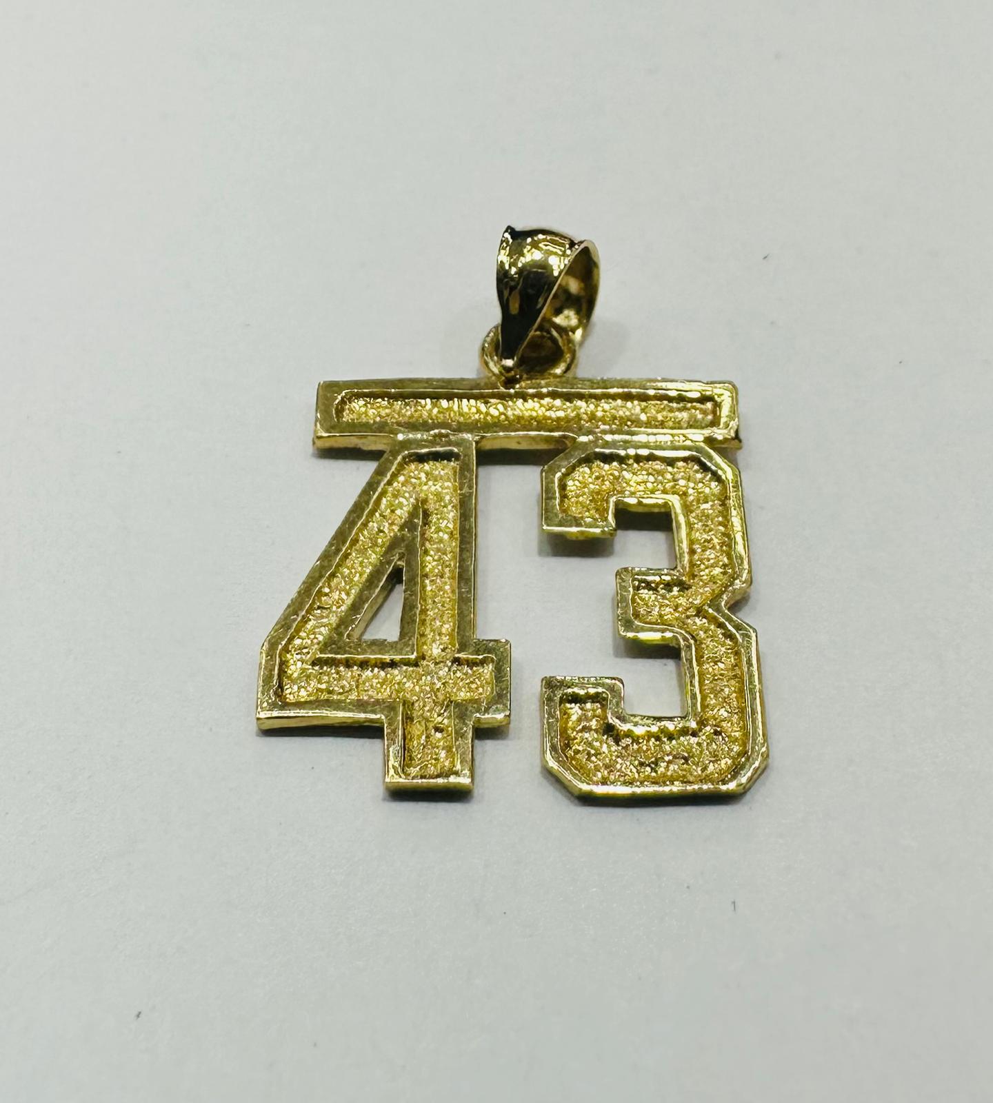 10K GOLD INITIAL NUMBER "43" PENDANT-WEIGHT: 2.1gm