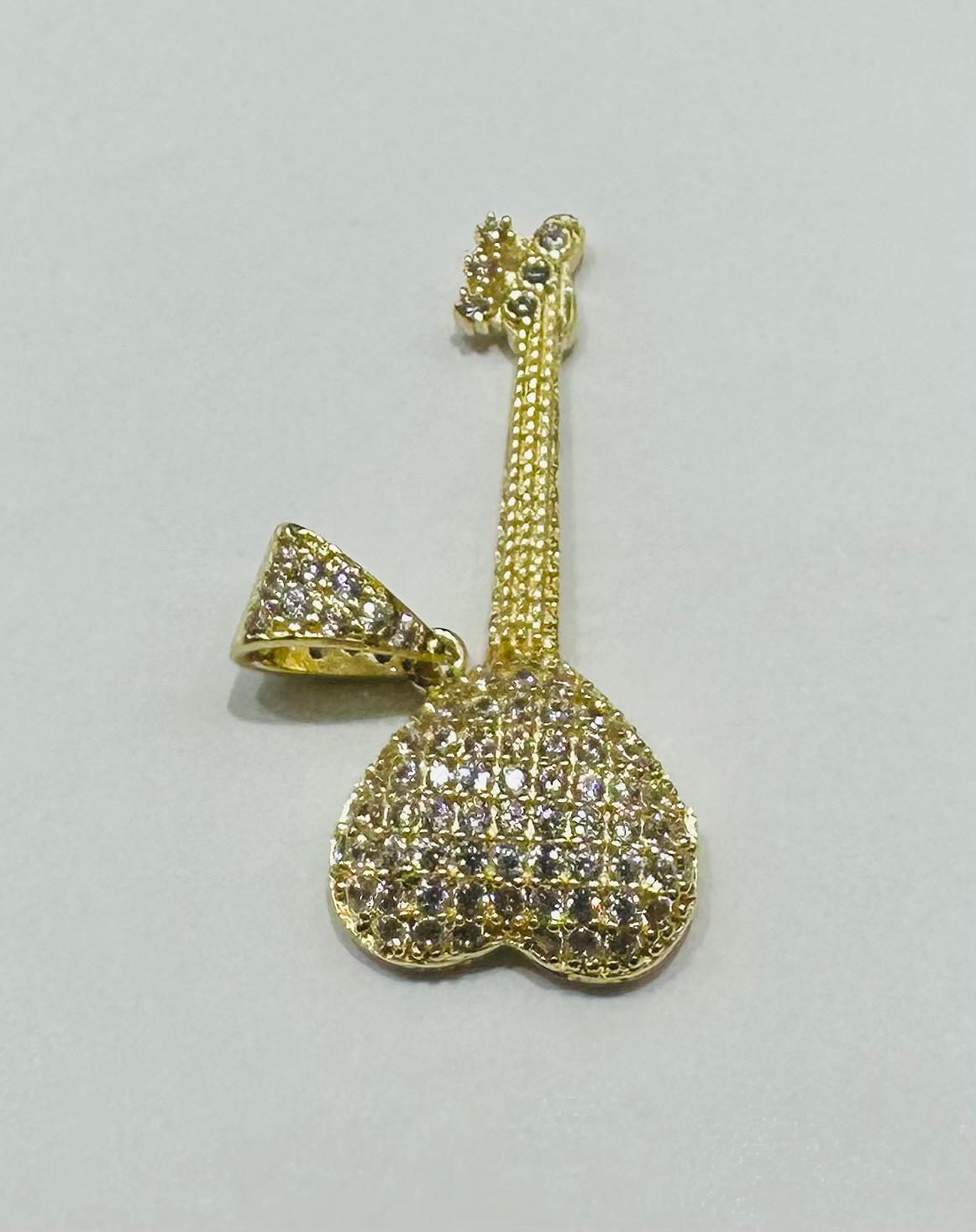 10K GOLD HEART PENDANT WITH CZ STONES