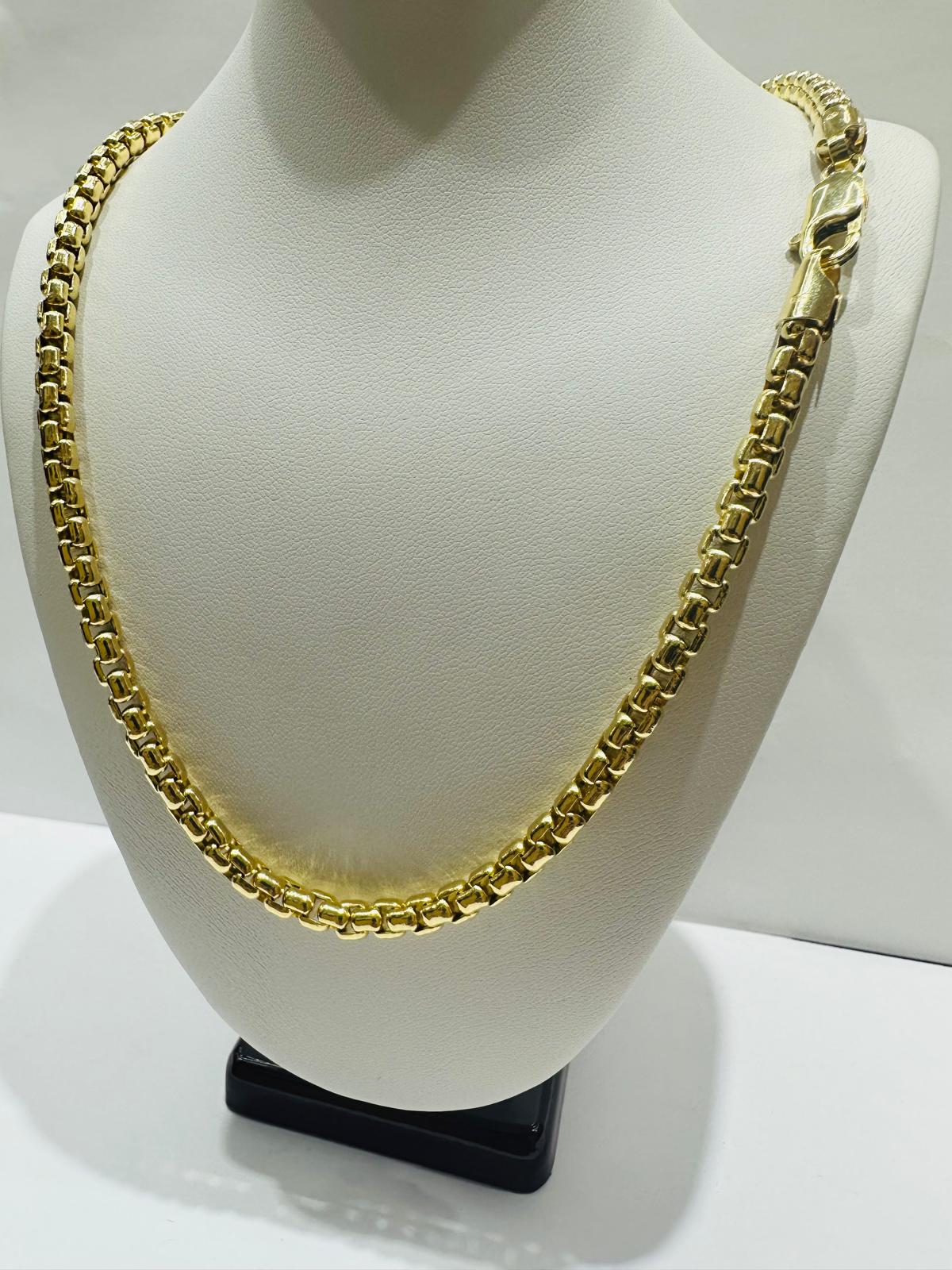 10K GOLD ROUND BOX CHAIN-18" WEIGHT: 23.9gm