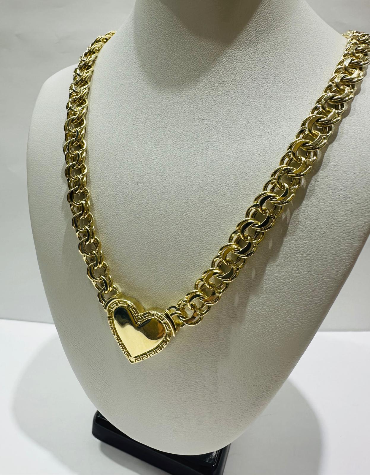 10K GOLD HEART CHINO LINK NECKLACE-16" WEIGHT: 20.9gm