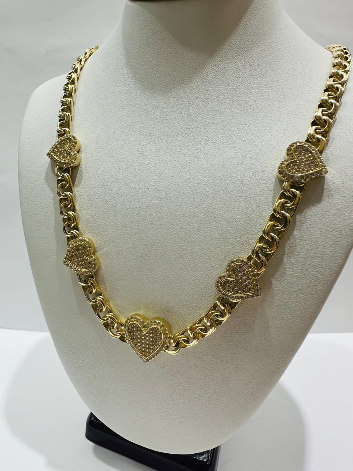 10K GOLD HEART CHINO LINK NECKLACE-18" WEIGHT: 25.6gm