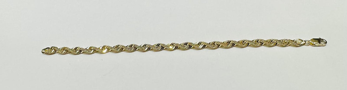 10K GOLD ROPE BRACELET 7.5" 4.45mm, 3.7gm