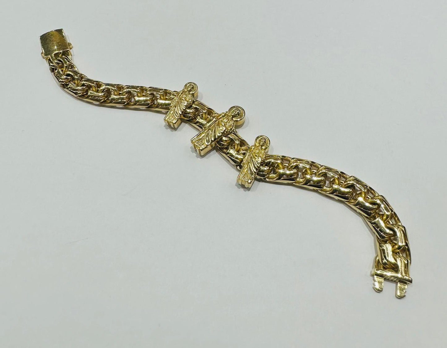 10K SAINT JUDE CHINO LINK BRACELET 9" 11.50mm, 34.4gm