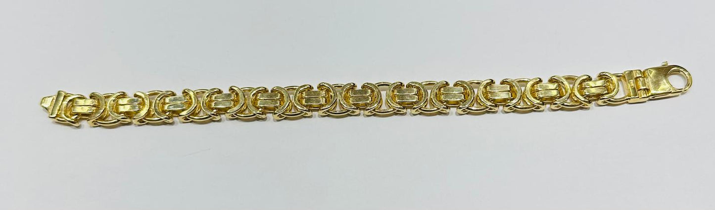 10K BYZANTINE LINK CHAIN BRACELET 9" 12.00mm, 72.5gm