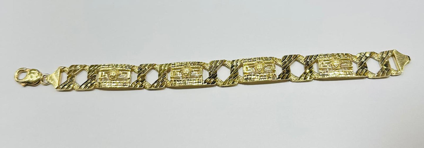 10K DIAMOND CUT VERASACE CUBAN LINK CHAIN BRACELET 9" 10.15mm, 39.3gm