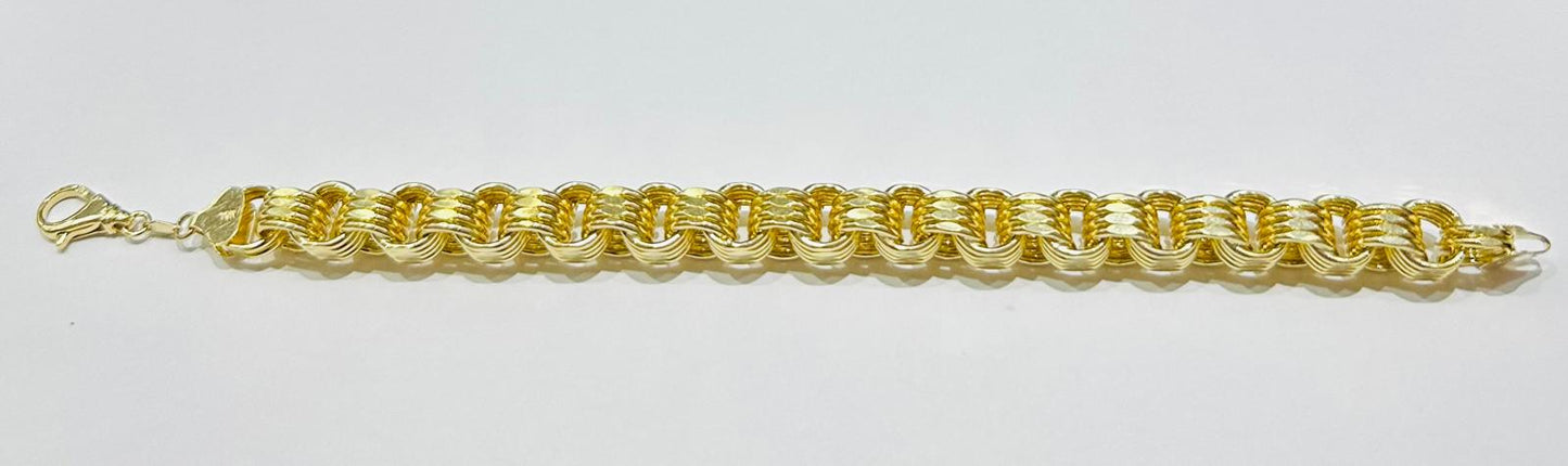 10K GOLD BYZANTINE BOX BRACELET 9" 7.65mm, 19.3gm