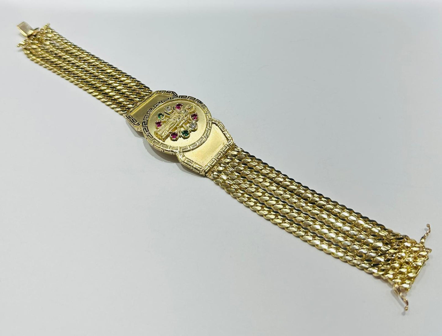 10K GOLD SAINT JUDE CUBAN LINK BRACELET 9" 68.8gm