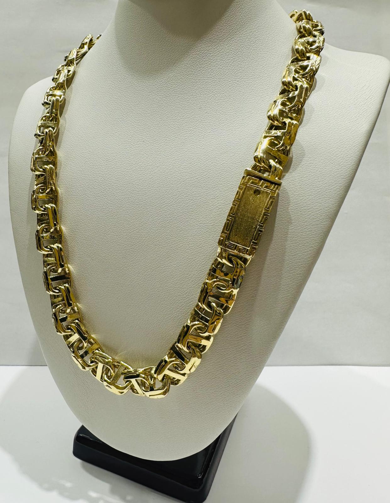 10K GOLD T BONE CHINO LINK CHAIN- 22" - 9.20mm, 91.3gm