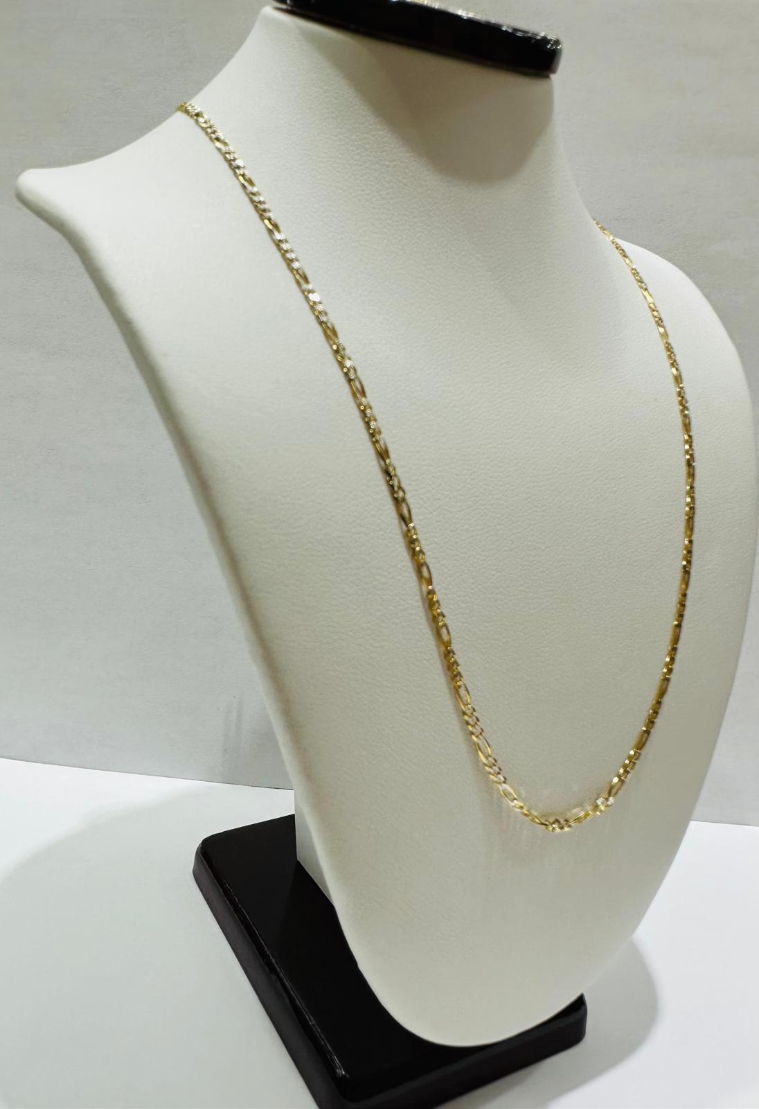 10K GOLD DIAMOND CUT FIGARO LINK CHAIN- 16" - 1.70mm, 2.1gm