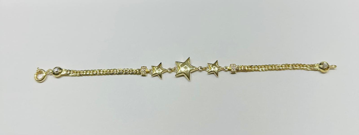 10K GOLD STAR BRACELET 7" - 5.4gm