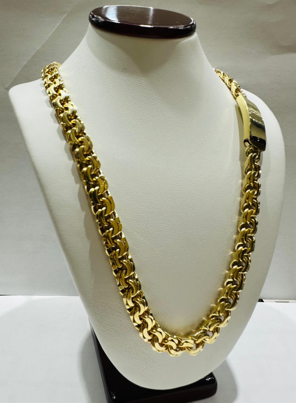 10K GOLD T BONE CHINO LINK CHAIN- 22" - 8.35mm, 91.1gm