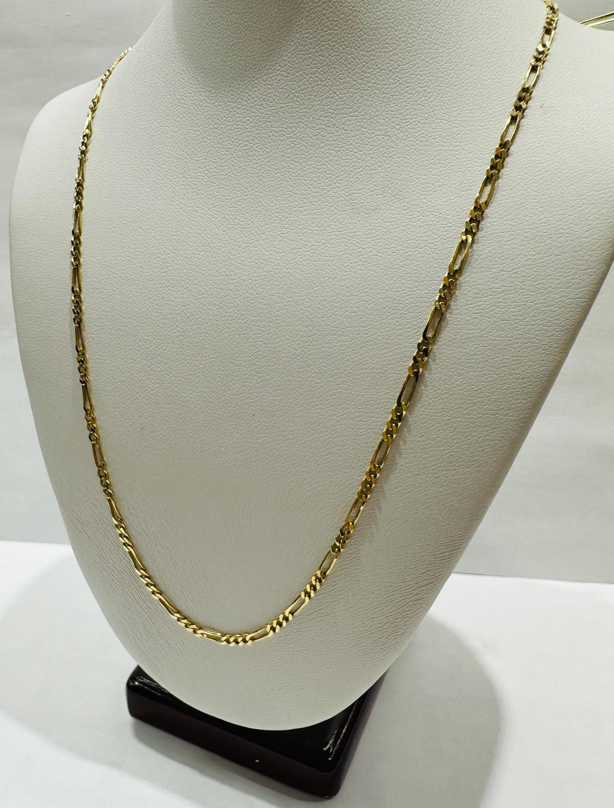 18K GOLD FIGARO LINK CHAIN- 20" - 2.00mm, 5.3gm