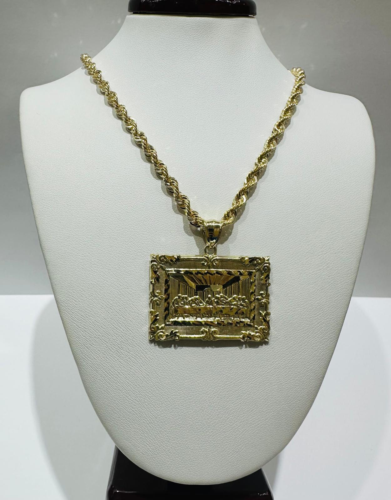 10K GOLD LAST SUPPER CHAIN AND PENDANT SET- 24" WEIGHT: 11.6gm