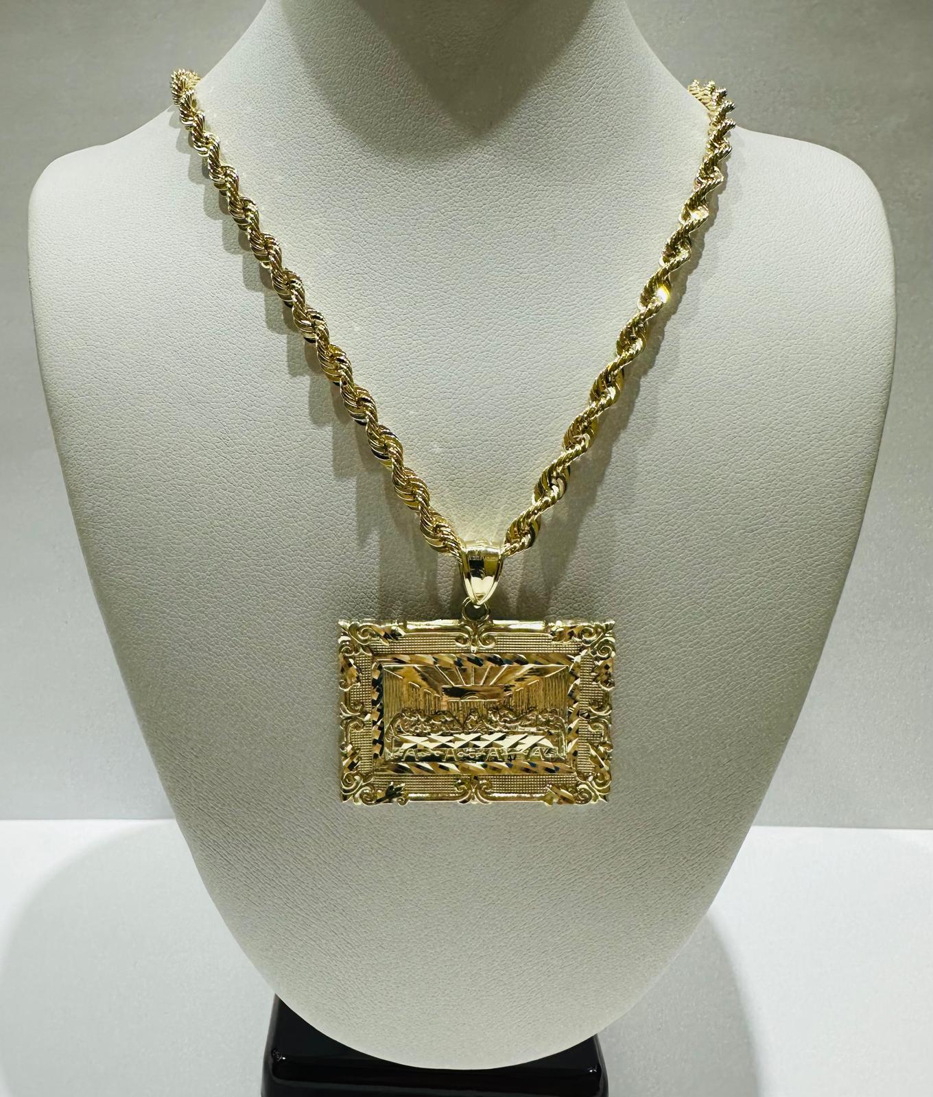 10K GOLD LAST SUPPER CHAIN AND PENDANT SET- 24" WEIGHT: 11.6gm – Saad ...