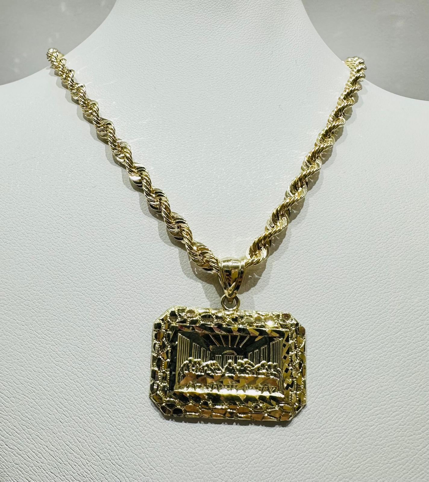 10K GOLD LAST SUPPER CHAIN AND PENDANT SET- 24" WEIGHT: 11.9gm