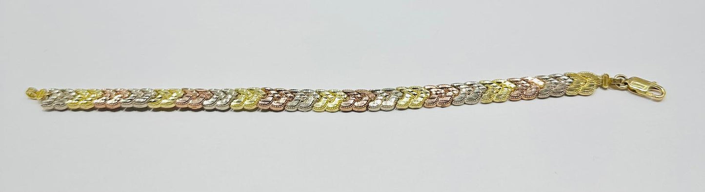 10K GOLD TRI COLOR BRACELET- WEIGHT: 7.4gm