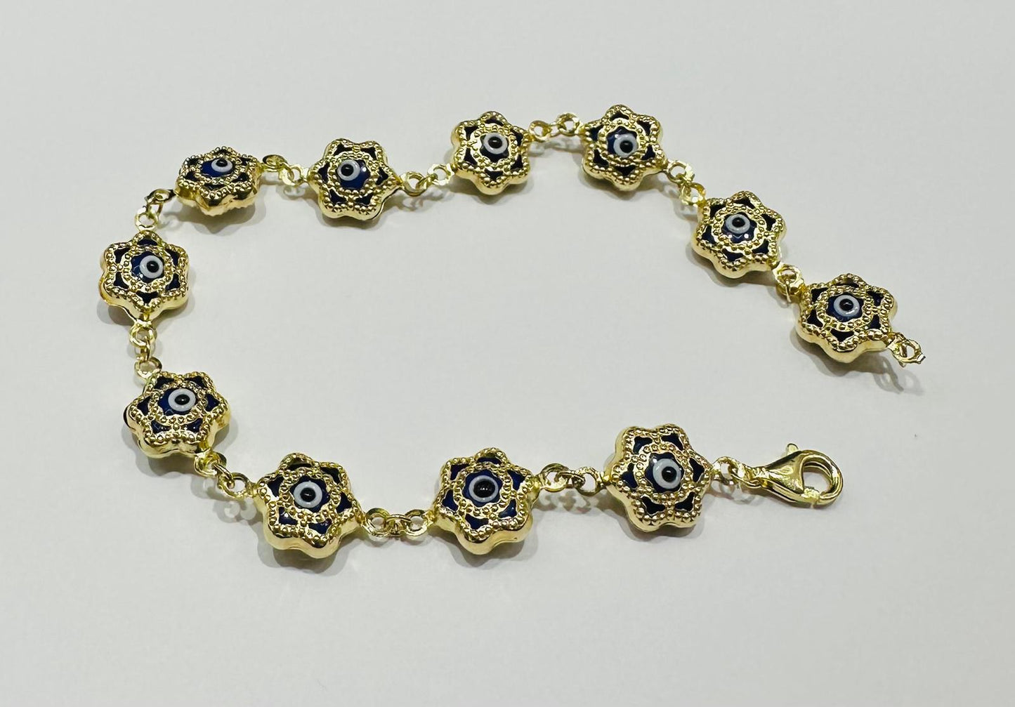 10K GOLD EVIL EYE BRACELET- WEIGHT: 6.0gm