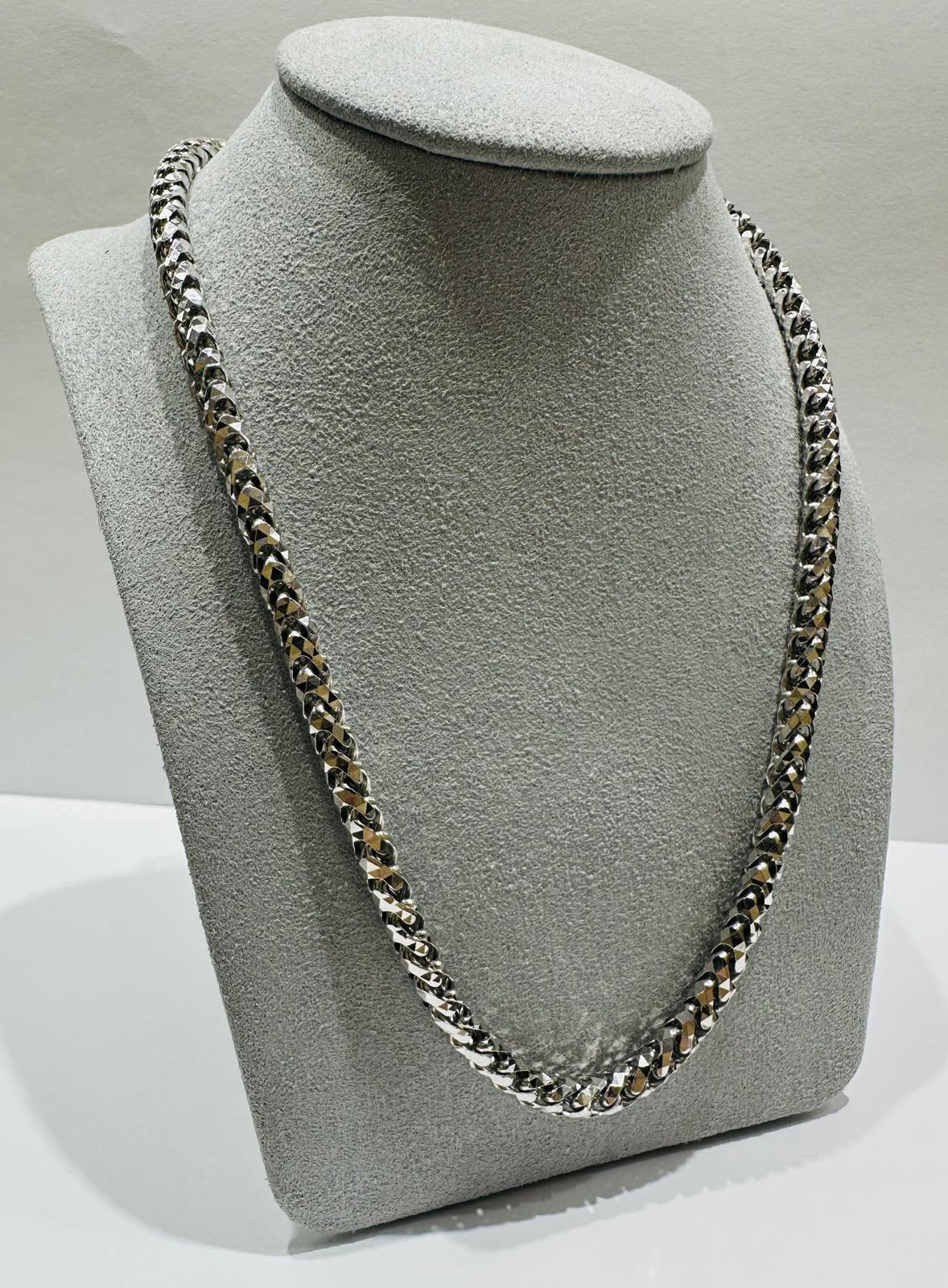 10K WHITE GOLD DIAMOND CUT FRANCO LINK NECKLACE- 24" 4.75mm 67.1gm